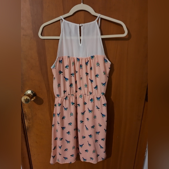 Adorable Pink Owl Bird Print Midi Dress - Picture 2 of 4